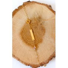 Παιδική Ταυτότητα σε Κίτρινο Χρυσό 9Κ - Σταυρό και ροζ ματάκι (KID173)